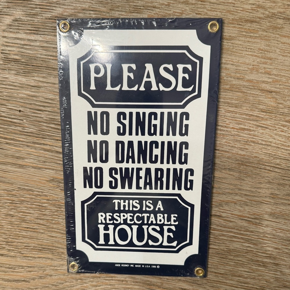 Brand New Vintage Ande Rooney 1986 Respectable House Sign